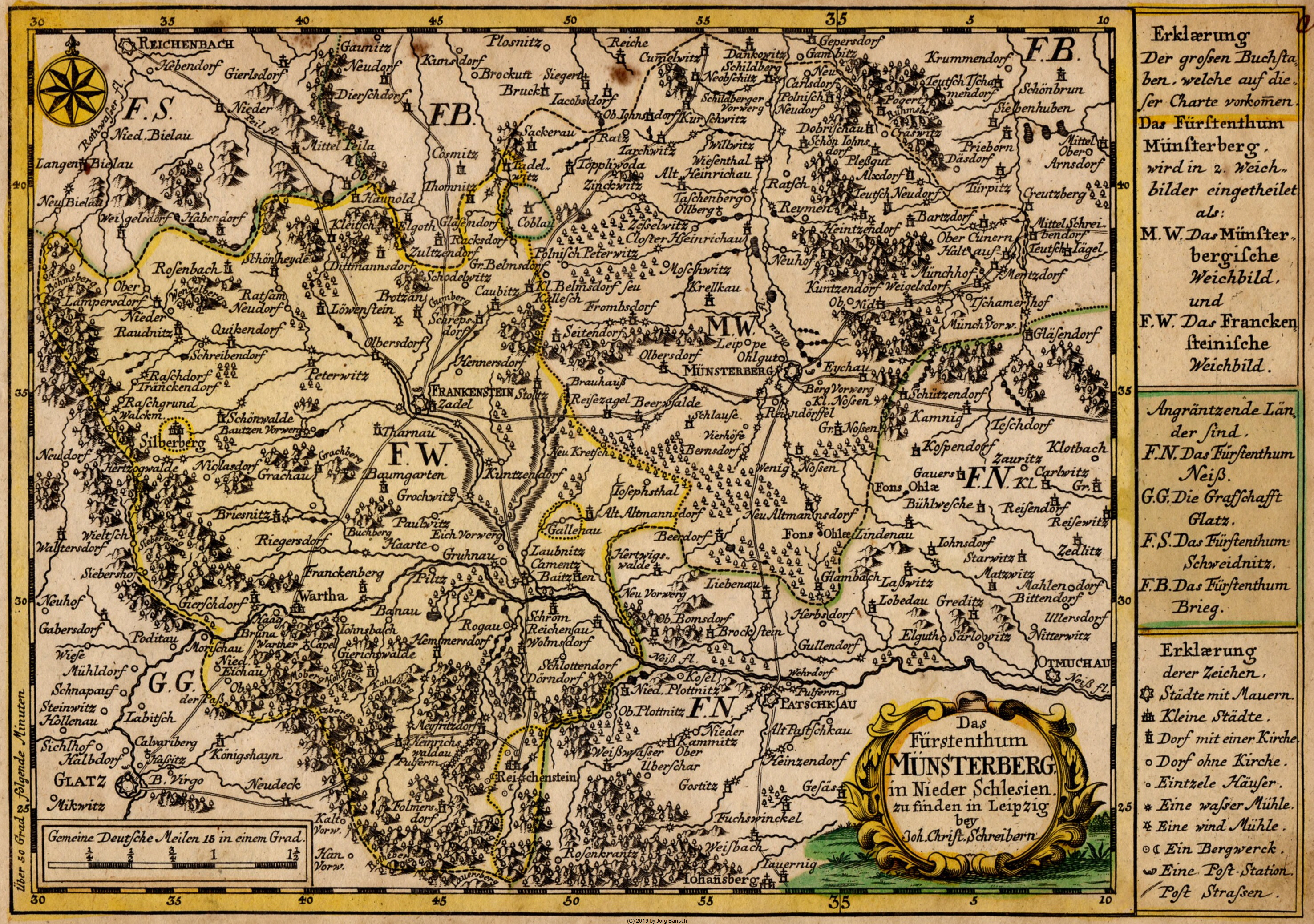 Das Fürstenthum Münsterberg um 1740.